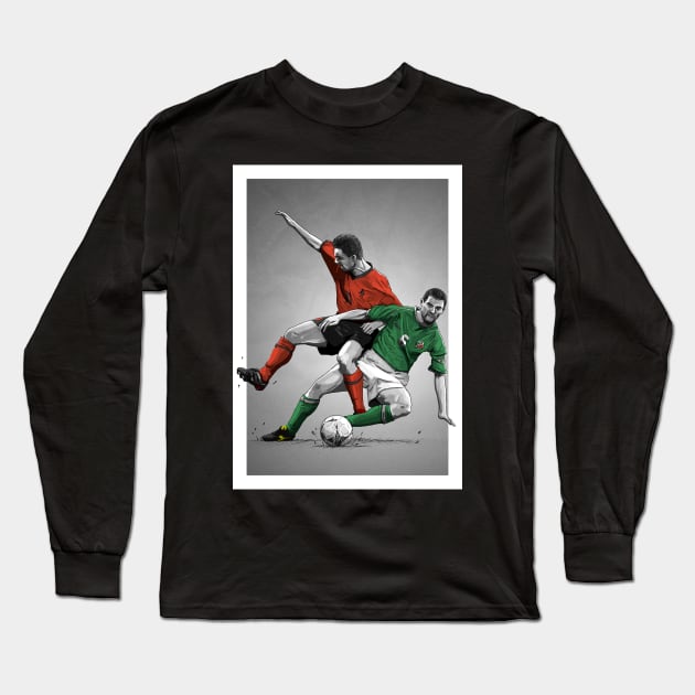 Roy Keane v Marc Overmars  - Ireland v Netherlands Lansdowne Road Artwork Long Sleeve T-Shirt by barrymasterson